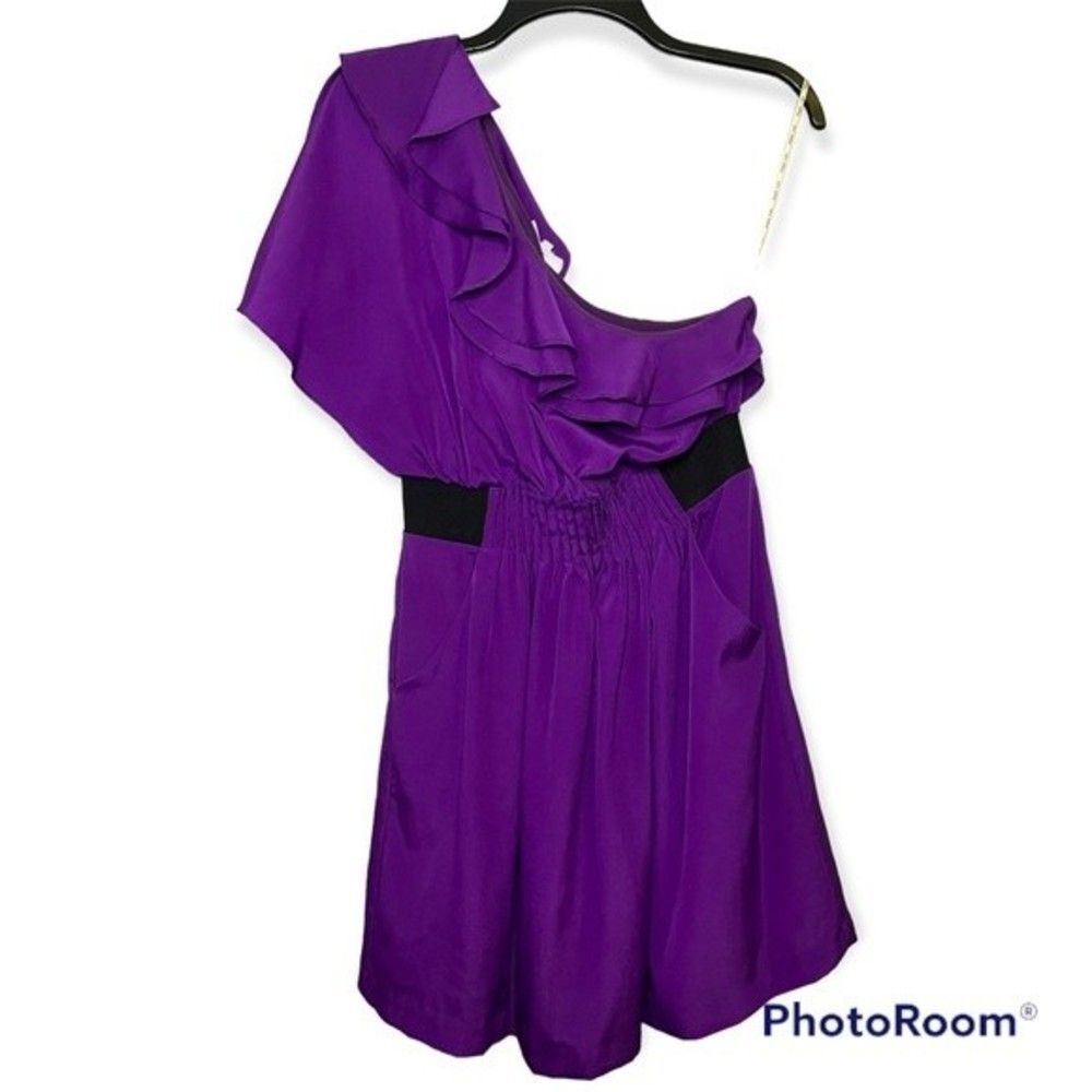 Sugarlips Purple One Shoulder Ruffle Cocktail Dress Size Small